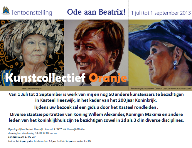 Carla van Lieshout, schilder en teken cursus brabant staatsie portret Koning Willem Alexander en Koningin Maxima Kasteel Heeswijk