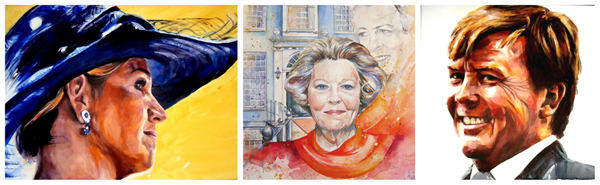 Carla van Lieshout, schilder en teken cursus brabant artfactory Marcellos, Galerie Bernheze,Ode aan Beatrix staatsieportretten naar Den Haag