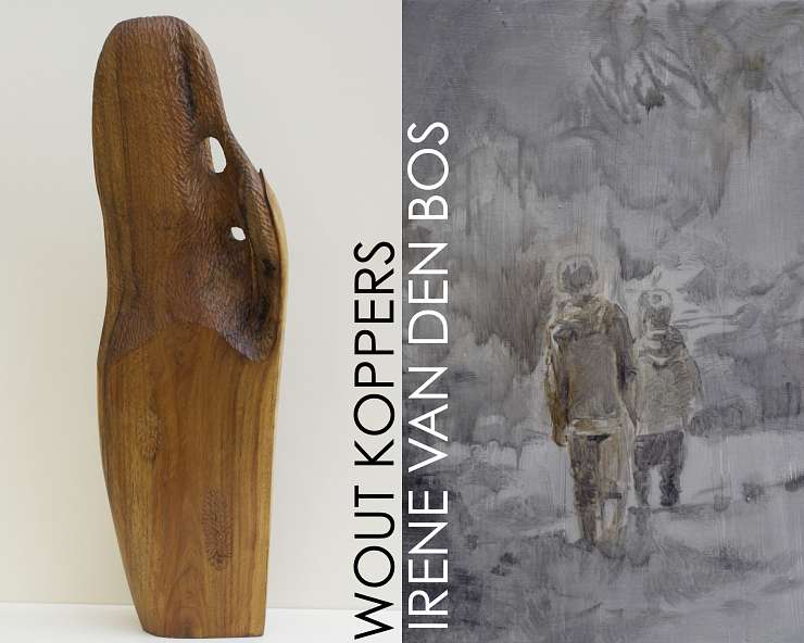 de kleine toonzaal Expositie Wout Koppers (houten beelden) en Irene van den Bos (tekeningen)