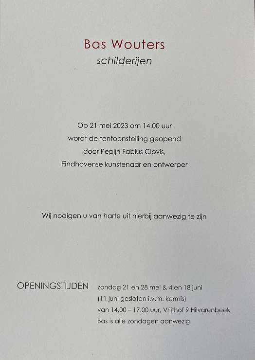 Bas Wouters galerie De Roos, Tilburg. Solo tentoonstelling (meer info volgt). (3)